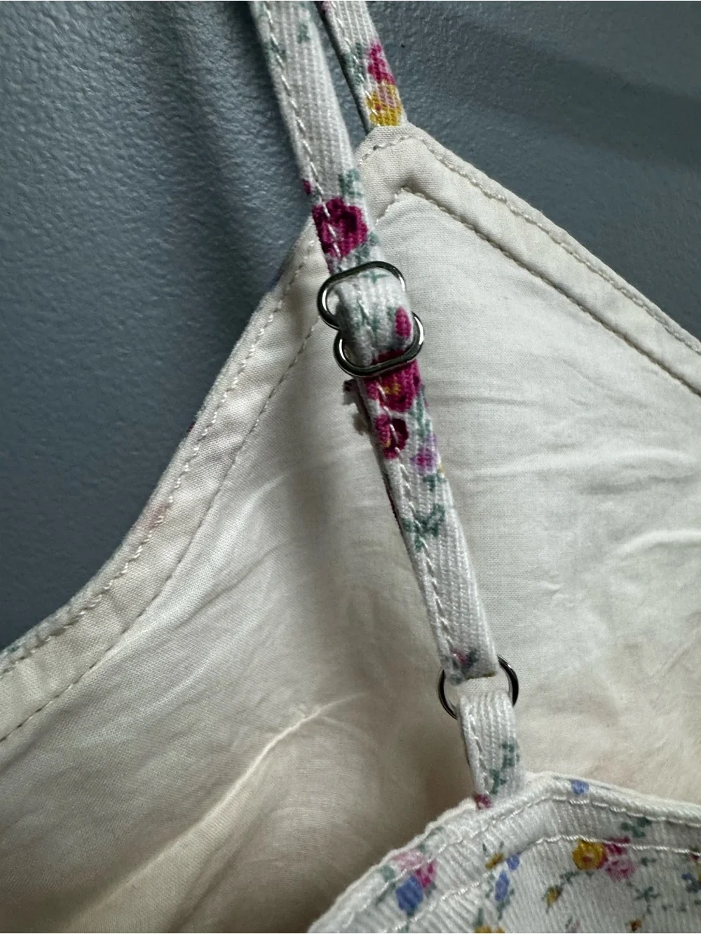 LoveShackFancy White Floral dress Ruffle Hem youth size 12 denim side pockets